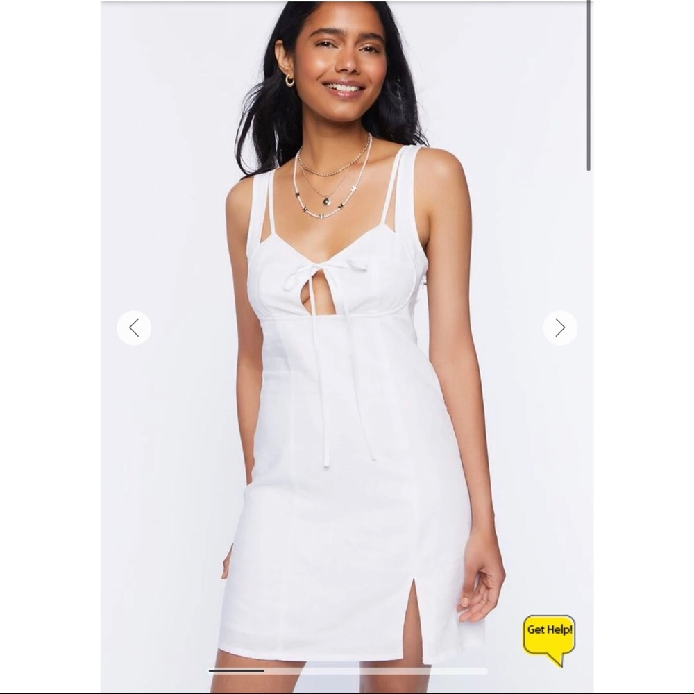 Linen-Blend Tie-Front Mini Dress